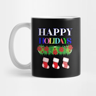 Cute Christmas Happy Holidays Poinsettia Mug